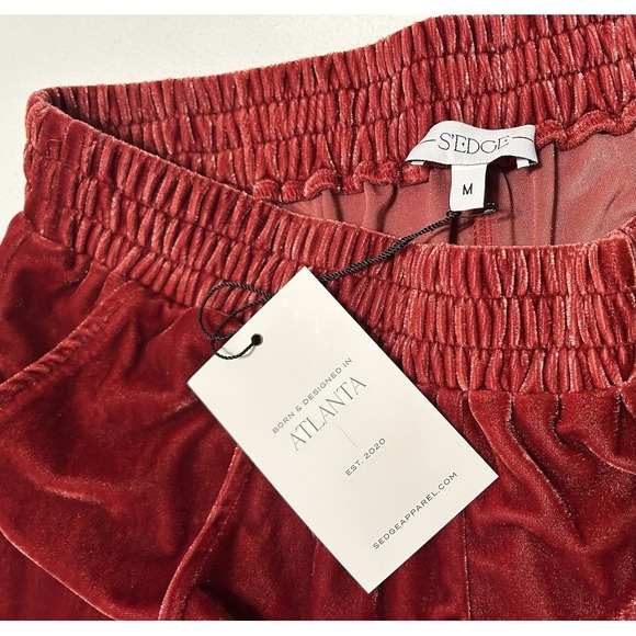 Wide Leg Women's M S'EDGE Atlanta Velour Rosy Red Pants Office Travel Comfort - Picture 4 of 10